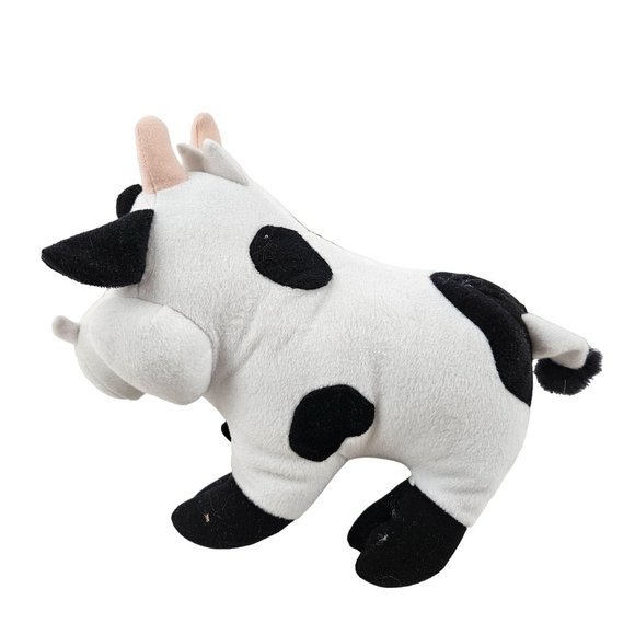 Nanco Cow Plush 2003 White Black Smooth Texture 10 in Tall Stuffed Animal Toy - Picture 5 of 7